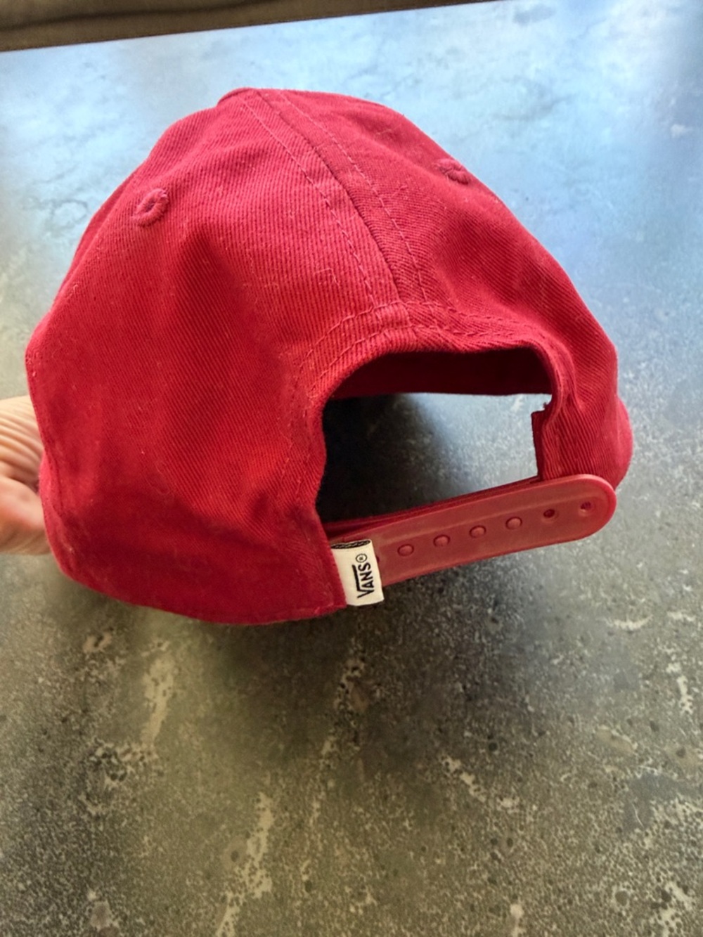 Vans Red Snapback Hat with Black-and-White Checkerboard Brim - Picture 2 of 3